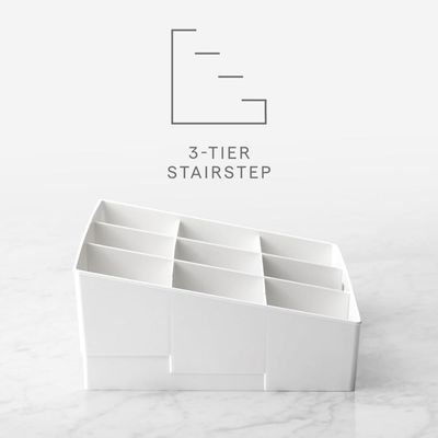 YouCopia ShelfBin 3-Tier Food Packet and Snack Organizer for Kitchen Cabinet and Pantry – Adjustable Dividers, Tiered Storage, Built-in Handle, BPA-Free Plastic, Medium, White