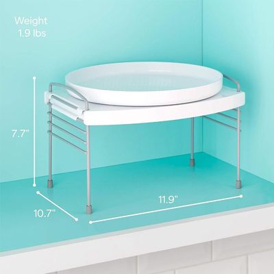 YouCopia Turntable UpSpace Shelf, Adjustable Lazy Susan Organizer for Kitchen Cabinet & Pantry, 360 Degree Rotation, Non-Slip, Sturdy Steel Support, White