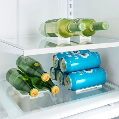 YouCopia Can & Bottle Stackers FridgeView, 16-Piece Set, Adjustable Storage for Soda, Water Bottles & Cans, Space-Saving Organizer for Refrigerator & Pantry, White