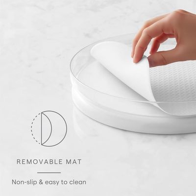 YouCopia FridgeView Fridge Turntable with Mat, Lazy Susan Organizer for Refrigerator Storage, 360 Degree Rotation, Durable, BPA-free, Non-Slip Feet, White