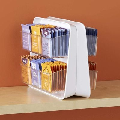 YouCopia TeaStand Tea Bag Organizer with Clear Removable Bins, Cabinet or Pantry Storage Caddy, 120-Bag