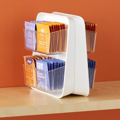 YouCopia TeaStand Tea Bag Organizer with Clear Removable Bins, Cabinet or Pantry Storage Caddy, 80-Bag