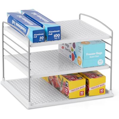 YouCopia UpSpace Cabinet Box Organizer, Adjustable Kitchen and Pantry Shelf, Space Saving, for Plastic Wrap and Foil Storage, Large, Size: 27.4D x 30.5W x 23.4H cm- 50361