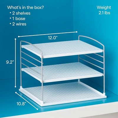 YouCopia UpSpace Cabinet Box Organizer, Adjustable Kitchen and Pantry Shelf, Space Saving, for Plastic Wrap and Foil Storage, Large, Size: 27.4D x 30.5W x 23.4H cm- 50361