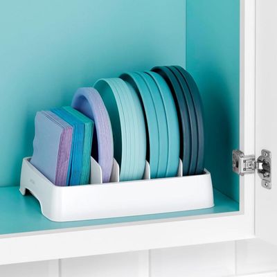 YouCopia StoraLid Adjustable Food Container Lid Organizer, Kitchen Cabinet Storage for Plastic Lids, BPA-Free, Space-Saving, Adjustable Dividers, Small, 2-Pack- 50379