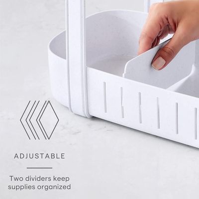YouCopia SinkSuite Under Sink Cleaning Caddy, Adjustable Cleaning Supplies Organizer for Kitchen and Bathroom Organization and Storage, Made of ABS Plastic, White
