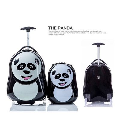 Peekaboo 2PC Kids Luggage Set - Children Suitcase Backpack School Travel Trolley ABS, Best Gift - Panda