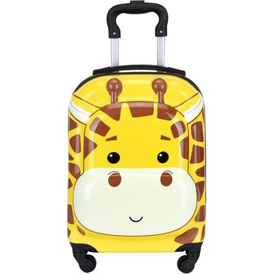 Peekaboo 18 Inch Kids Luggage Children Travel Suitcase on Wheels 3D Cartoon Animal Trolley Case for Boys Girls Travel and School (Camel)