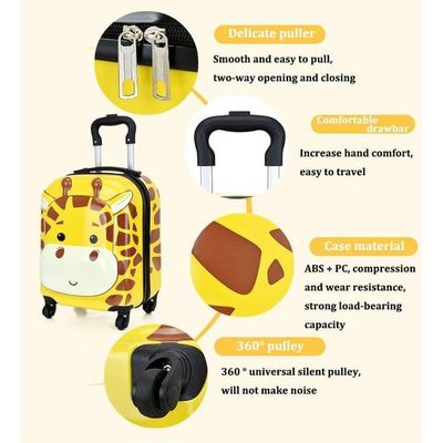 Peekaboo 18 Inch Kids Luggage Children Travel Suitcase on Wheels 3D Cartoon Animal Trolley Case for Boys Girls Travel and School (Camel)