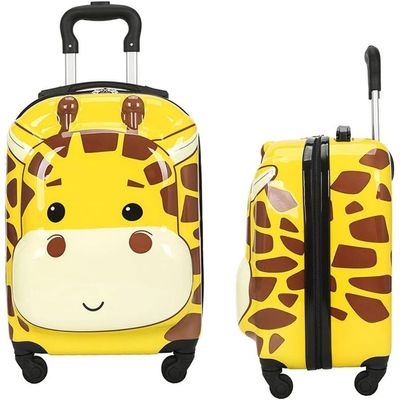 Peekaboo 18 Inch Kids Luggage Children Travel Suitcase on Wheels 3D Cartoon Animal Trolley Case for Boys Girls Travel and School (Camel)