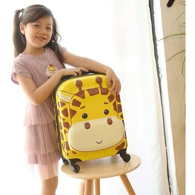 Peekaboo 18 Inch Kids Luggage Children Travel Suitcase on Wheels 3D Cartoon Animal Trolley Case for Boys Girls Travel and School (Camel)