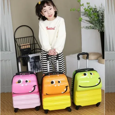 Peekaboo 18 Inch Kids Luggage Children Travel Suitcase on Wheels 3D Cartoon Animal Trolley Case for Boys Girls Travel and School (Hippo)