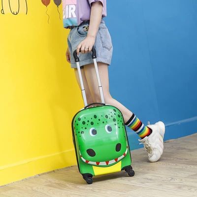 Peekaboo 18 Inch Kids Luggage Children Travel Suitcase on Wheels 3D Cartoon Animal Trolley Case for Boys Girls Travel and School (Crocodile)