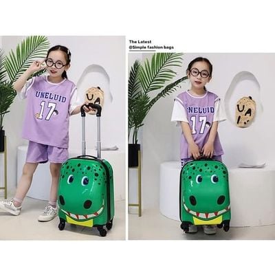 Peekaboo 18 Inch Kids Luggage Children Travel Suitcase on Wheels 3D Cartoon Animal Trolley Case for Boys Girls Travel and School (Crocodile)