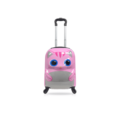 Peekaboo 18 Inch Kids Luggage Children Travel Suitcase on Wheels 3D Cartoon Animal Trolley Case for Boys Girls Travel and School (Cat)