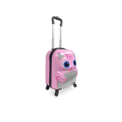 Peekaboo 18 Inch Kids Luggage Children Travel Suitcase on Wheels 3D Cartoon Animal Trolley Case for Boys Girls Travel and School (Cat)