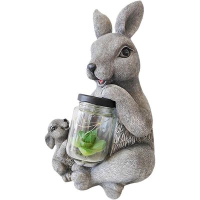 Lovely Garden Ornaments Solar Waterproof Art Figures Rabbit Figurine