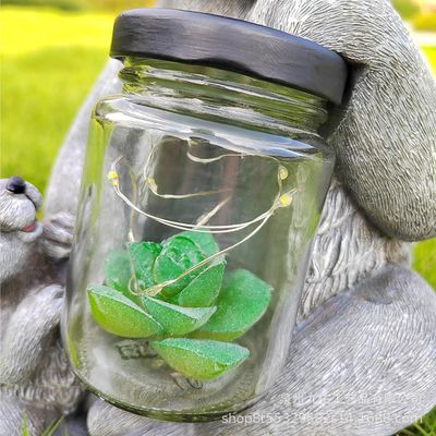 Lovely Garden Ornaments Solar Waterproof Art Figures Rabbit Figurine