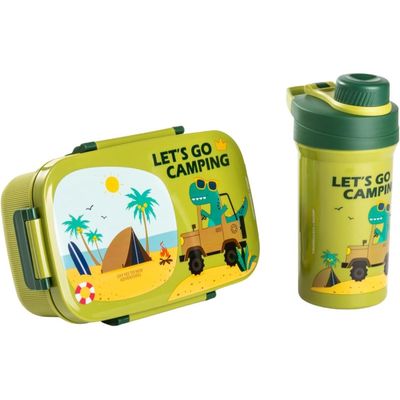 Twisoo Kids Space Lunch Box and Water Bottle Combo Set - 1800ml Leakproof 3-Compartment Lunchbox with Spoon, BPA-Free Food Grade Plastic, 500ml Spillproof Water Bottle for School (Green)