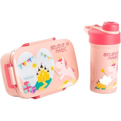 Twisoo Kids Space Lunch Box and Water Bottle Combo Set - 1800ml Leakproof 3-Compartment Lunchbox with Spoon, BPA-Free Food Grade Plastic, 500ml Spillproof Water Bottle for School (Pink)