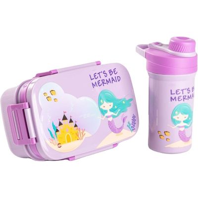 Twisoo Kids Space Lunch Box and Water Bottle Combo Set - 1800ml Leakproof 3-Compartment Lunchbox with Spoon, BPA-Free Food Grade Plastic, 500ml Spillproof Water Bottle for School (Purple)