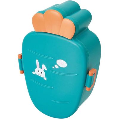 Twisoo Cute Rabbit Lunch Box for Kids - 900ml BPA-Free Food Grade PP, 3 Compartment Leakproof Lunchbox with Spoon & Fork, Clip Lock Spillproof Design, Ideal for School (Green)