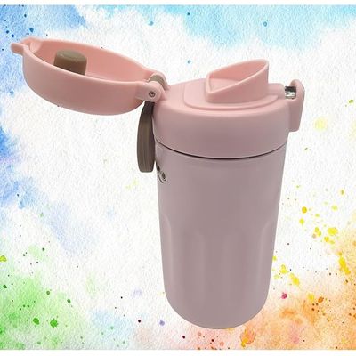 Twisoo Thermo Steel Coffee and Water Cup 304 Stainless Steel Leak Proof Vacuum Insulated Double Wall Ideal for Office and Home 12 Hours Hot and Cold 410ml (Pink)