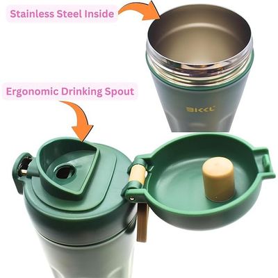 Twisoo Thermo Steel Coffee and Water Cup 304 Stainless Steel Leak Proof Vacuum Insulated Double Wall Ideal for Office and Home 12 Hours Hot and Cold 410ml (Green)