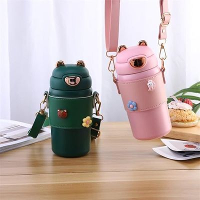Twisoo Stainless Steel Water Bottle with Straw Lid, Vacuum Insulated Metal Water Bottle, Reusable Double Walled Leak Proof Sports Water Bottle, Flask for Hot Cold Drinks, for Girls 400ml (Pink)