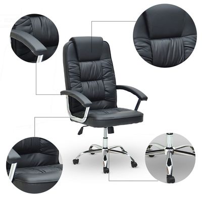 Empire Furniture Executive Office Chair Steel Structure, PU Leather 360° Swivel Desk Gaming Chair High Back & Adjustable Height Computer Table Chair, Soft Foam Gaming Study Chair Lumbar Support