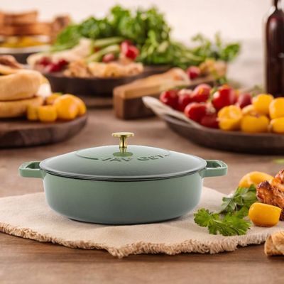 Enameled Cast Iron Dutch Oven Braiser. 28Cm, 3.79L, Olive Green, Induction & All Hob Compatible, Oven & Grill Safe - Olive Green