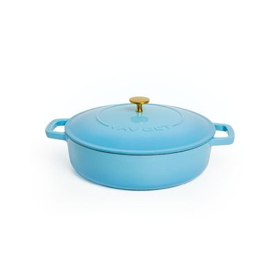 Enameled Cast Iron Dutch Oven Braiser. 28Cm, 3.79L, Ocean Blue, Induction & All Hob Compatible, Oven & Grill Safe - Ocean Blue