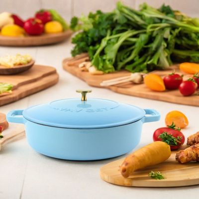 Enameled Cast Iron Dutch Oven Braiser. 28Cm, 3.79L, Ocean Blue, Induction & All Hob Compatible, Oven & Grill Safe - Ocean Blue