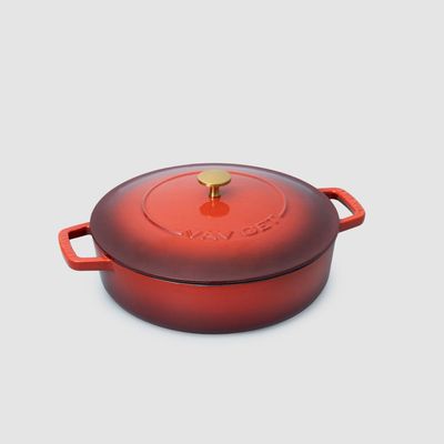 Enameled Cast Iron Dutch Oven Braiser. 28Cm, 3.79L, Cherry Red, Induction & All Hob Compatible, Oven & Grill Safe - Cherry Red