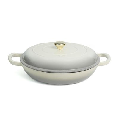 Enameled Cast Iron Dutch Oven Shallow Casserole 12-Inch - Cream