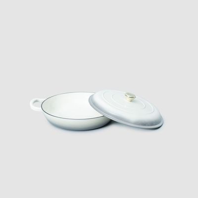Enameled Cast Iron Dutch Oven Shallow Casserole 12-Inch - Cream