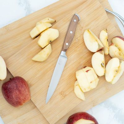 Premium 5-Inch Utility Knife. Comfortable Walnut Wood Handle And Professional Stainless Steel With Long-Lasting Sharpness. - Walnut Wood Color