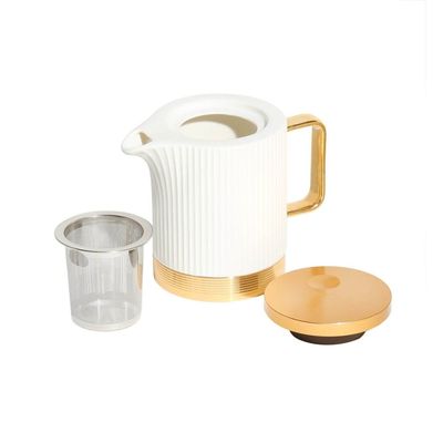 Porcelain 16-Pieces Coffee And Tea Cups Set. 6 Cups (90 Cc = 90 Ml) & 6 Saucers Set + 1 Tray + 1 Coffee Pot (600Cc)+ 1 Sugar Pot (200Cc) + 1 Creamer (200Cc) For 6 People. - Multi Color