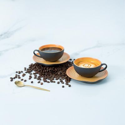 12-Piece Creative Porcelain Coffee Cups (200 Ml - 6.7 Oz) & Saucers Set For 6 People - Multi Color