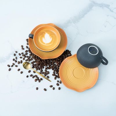 12-Piece Creative Porcelain Coffee Cups (200 Ml - 6.7 Oz) & Saucers Set For 6 People - Multi Color