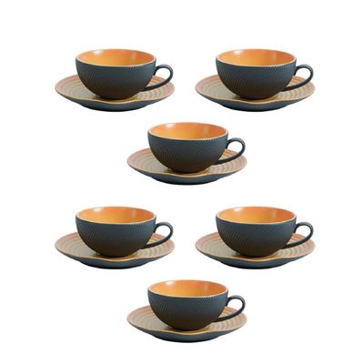 12-Piece Creative Porcelain Coffee Cups (200 Ml - 6.7 Oz) & Saucers Set For 6 People - Multi Color 12-Piece Creative Porcelain Coffee Cups (200 Ml - 6.7 Oz) & Saucers Set For 6 People - Multi Color
