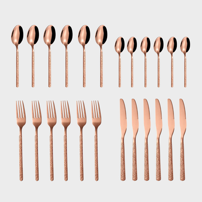 24-Piece Flatware Cutlery Set For 6 People. - Rose Gold