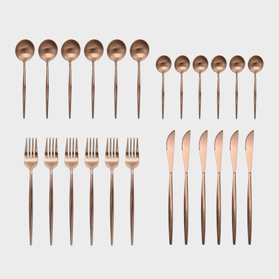 24-Piece Flatware Cutlery Set For 6 People. - Rose Gold