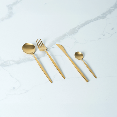 24-Piece Flatware Cutlery Set For 6 People. - Gold