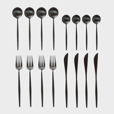 16-Piece Flatware Cutlery Set For 4 People. - Black