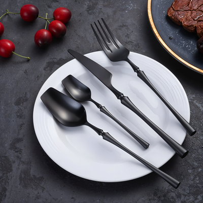 24-Piece Flatware Cutlery Set For 6 People. - Black