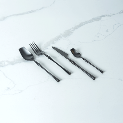 24-Piece Flatware Cutlery Set For 6 People. - Black