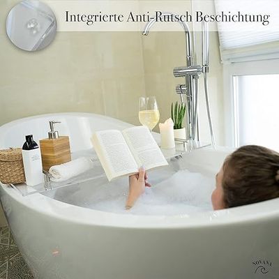 Bathtub Shelf [Acrylic Glass] | 68-78 cm | Bathtub Tray for Bathing Bathing Bath Accessories Tray Decorative Bathroom Accessories - Choose Your Size Now