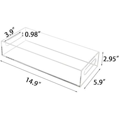 Toilet Paper Holder with Storage, Acrylic Toilet Tank Tray, Clear Bathroom Trays with Handles Vanity Tray for Home Decor
