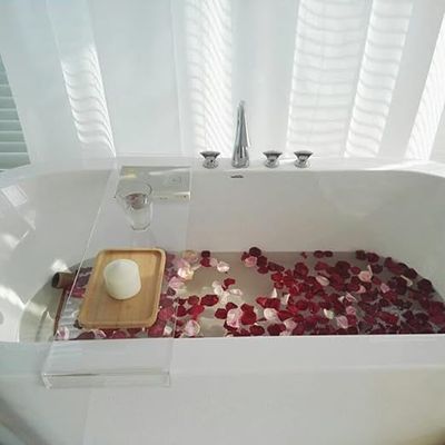 Acrylic Bathtub Caddy Tray, Acrylic Bath Trays, Bedroom Kitchen Coffee Table Decorative Serving Tray, Perfume Cosmetic Vanity Storage Countertop Organizer (Color : Clear, Size : 70x20CM)
